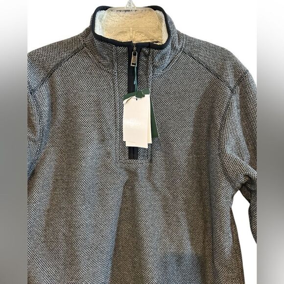 New Orvis Men Fleece Lined 1/4 Zip Pullover Black & White Medium - Picture 1 of 15